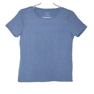 Talbots Petite Women's Short Sleeve Lace Yoke Top, Size Sp Usado.